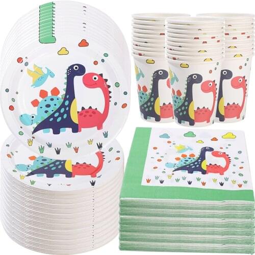 60pcs/lot Dinosaur anniversaire 10 people party disposable party tableware for dinosaurio theme birthday party decorations kids