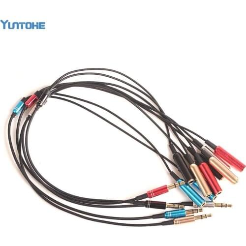 Wholesales Multicolor Metal 3.5 mm stereo mini jack 1 Male to 2 Female Splitter Earphone Audio AUX Cable DHL/Fedex 2000pcs/lot