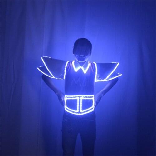 P22 Party ballroom dance costumes led shoulder dj robot suit bar perform armor outfits disco wears dress men clothe led belts dj
