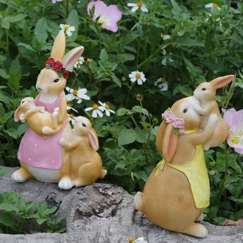 Pastoral Simulation Animal Creative Cute Rabbit Resin Accessories Garden Outdoor Figurines Crafts Courtyard Sculpture Decoration