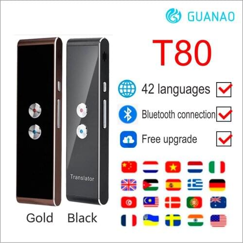 Portable T8 Smart Voice Speech Translator Two-Way Real Time 40+ Multi-Language Translation For Learning Travelling Business Meet