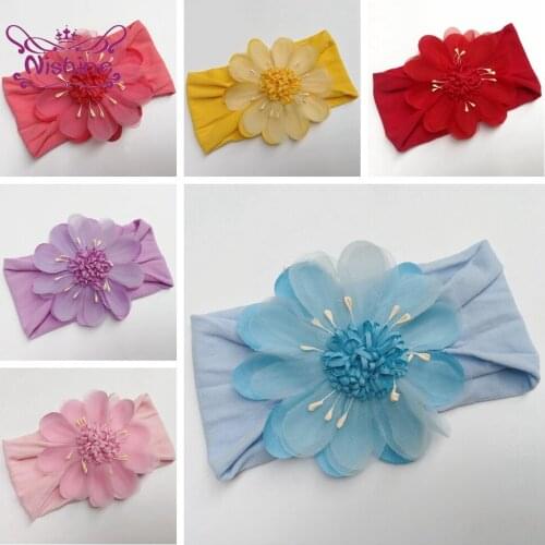 1 PCS Baby Girls Soft Comfortable Nylon Headband Cute Artificial Flower Elastic Hairband Sweet Kids Hair Accessories Photo Props