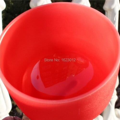 6" Double Colored Frosted Quartz Crystal Singing Bowl with C Note and Sacral Chakra with Free mallet and O-ring