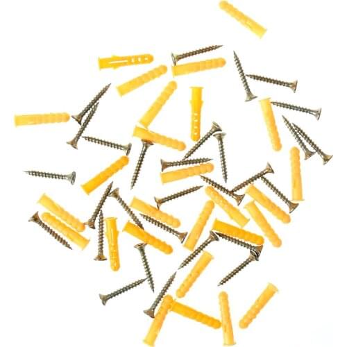 50pcs 30 X 5.3mm Screws Rubber Expansion Pipe Flat Round Head Self-Tapping Screw Nylon Tube Wall Wood Hardware Tool
