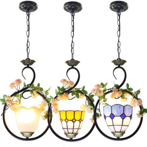 Mediterranean Pendant Lamp Modern home porch balcony Hanging Lights bedroom bar green plant decoration personality Led lamps