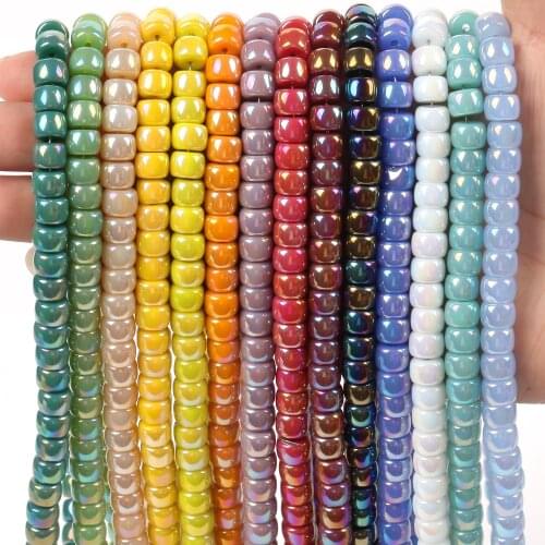 8x6mm Coloful Glass Crystal Cylindrical Loose Spacer Beads For Jewelry Making Supplies DIY Charms Bracelet Necklace Handmade64pc