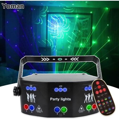 LED 15 Eyes Laser Strobe Effect Light RGB Beam Lamp DMX512 Laser Projector Light DJ Disco Stage Wedding Lighting Remote Control