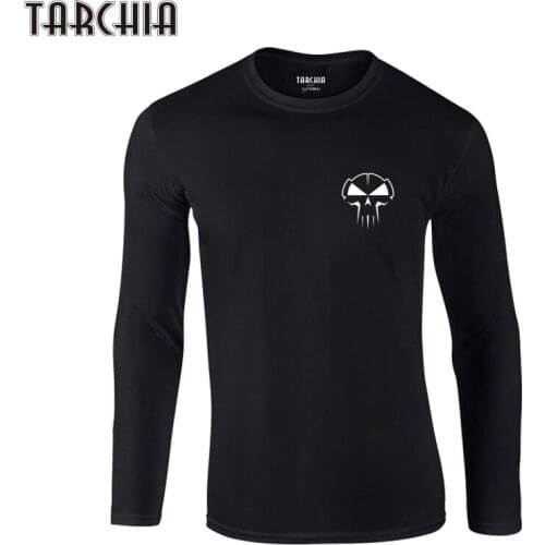 TARCHIA 2021 New Fahion Cool Brand Top Tees T Shirts Men Long Sleeve T-Shirt 100% Cotton T Shirt Plus Skull Fitness