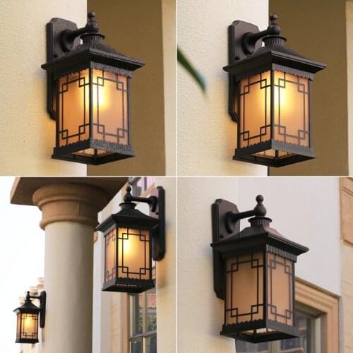 Chinese style outdoor wall lamp waterproof external wall square lamp stair gate corridor balcony outdoor courtyard lamp