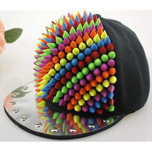 Unisex Spring Summer Colorful Rivet Baseball Caps Professional Punk Mens Studs Hiphop Hats Personality Baseball Cap