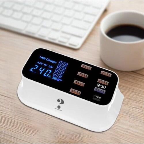 Multi Fast USB Charger Quick Charge 3.0 LED Display USB Phone Charging Station Charger Power Bank Fast Charger for Phone Tablet
