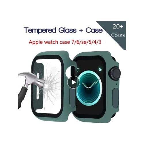 Full Screen protector Bumper Frame matte hard Case for Apple watch 6/SE/5/4/3/2 Display Cover Tempered glass film for iwatch 4/5