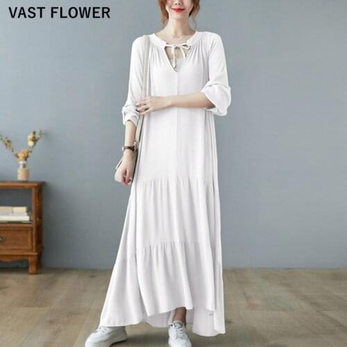 Korean Ruffles Dresses For Women Spring Autumn New V-Neck Long Sleeve Loose Casual Long Dress Fashion Elegant Clothes 2021