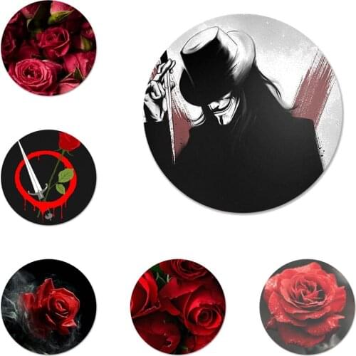 Vendetta Red Roses Icons Pins Badge Decoration Brooches Metal Badges For Clothes Backpack Decoration