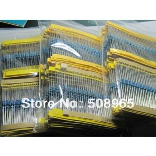 1/4W Metal Film Resistors Assorted kit 64 Values (1 ohm~ 10M ohm) 1% 640pcs