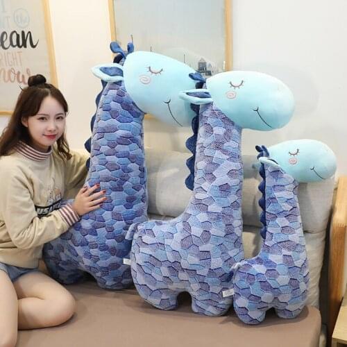1pc 65cm Kawaii Blue Giraffe Plush Toys Stuffed Soft Creative Deer Pillow Dolls for Kids Girls Birthday Appease Gift