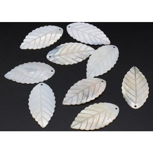 10 Pieces of Natural Freshwater Small Pendant Beads White Shell Leaf-shaped Jewelry Making DIY Necklace Earrings