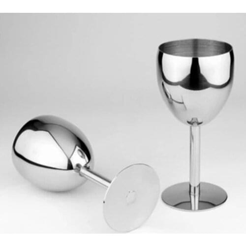 14.5cm Wine Glass Stainless Steel Goblets High Wine Cup Home Bar Wine Mug