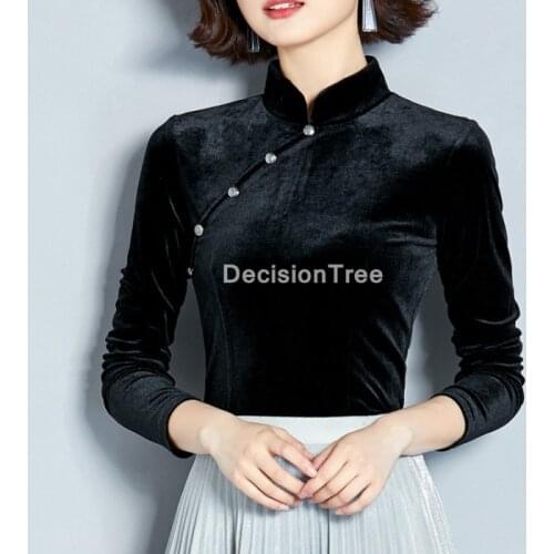 2021 chinese style clothes qipao tops folk women satin blouse traditional chinese clothing tang shirt chiffon qipao blouse