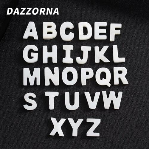 5Pcs Fashion A-Z 26 English Letter Shell Beads Cute White Alphabet Loose Spacer Beads DIY Jewelry Making Necklace Bracelet