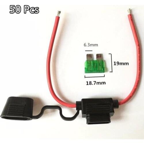 50 Pcs 14 AWG Wire 6.3 ATC ATO Medium Car Refit Waterproof Blade Fuse Holder Auto Car Accessories High Quality