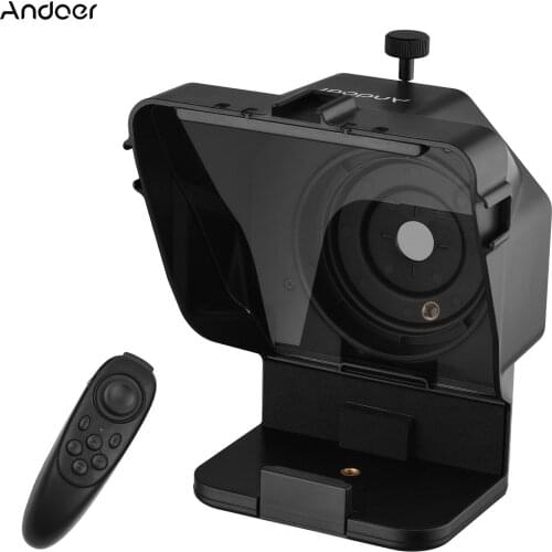 Andoer Smartphone DSLR Camera Teleprompter Prompter with Phone Holder Remote Control Lens Adapter Rings for Video Live Stage