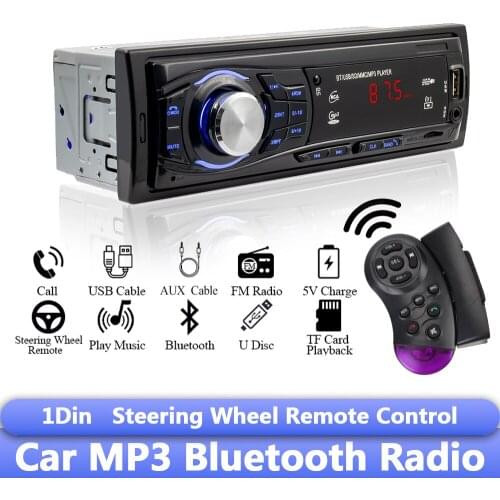 1 Din Car Stereo FM Radio Headunit Support With Remote Control Car Radio RCA Audio Subwoofer USB MP3 Player Bluetooth Auto Parts
