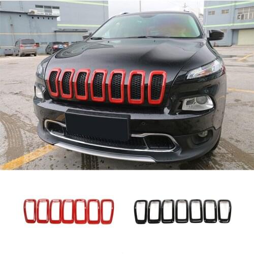 SHINEKA Car Styling ABS Front Insert Mesh Grille Circle Frame for Jeep Cherokee 14-16 Car Accessories