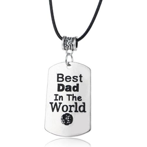 Bespmosp Best Dad In The World Leather Rope Chain Pendant Necklace Daddy Father Statement Jewelry Collier Choker Family Party