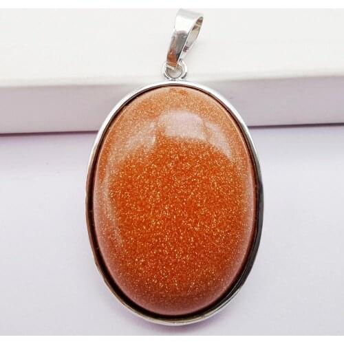 Natural Gold Sandstone Bead Oval GEM Pendant Jewelry S938