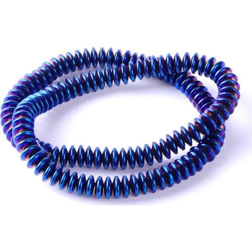 8colors 3*8mm Natural Stone Bright Hematite Beads Flat round Loose beads for DIY Necklace Bracelet Jewelry Making Accessories