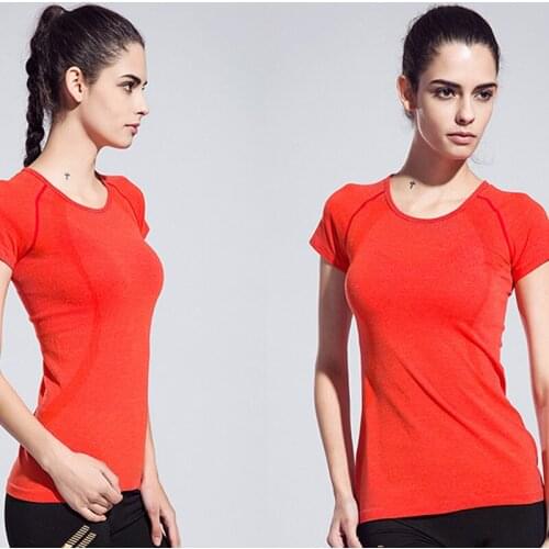 Quick Dry Women Seamless Short Sleeve Top Womens Workout Tops Sports Wear for Women Gym Fitness Yoga Shirts