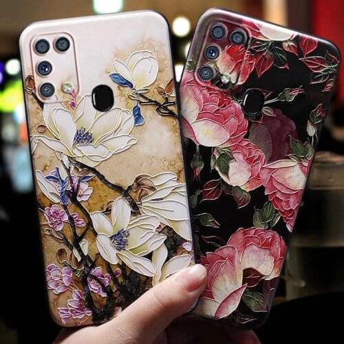 For Samsung Galaxy M31 M51 M31S Prime Cases Cover For Fundas Samsung Galaxy M 31 51 31S Prime Case Cute Soft Black Red Rose Case