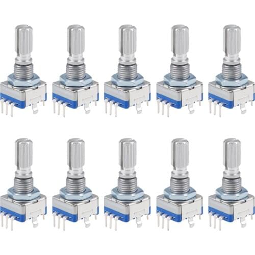 Uxcell 10pcs 360 Degree Rotary Encoder Code Switch Digital Potentiometer EC11 7 Pins 20mm
