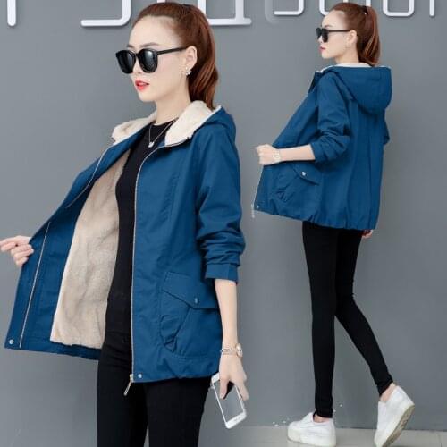 Plus size 4XL 5XL Women Hooded Jacket Warm Coat Autumn Winter middle-aged Mother Plus velvet Thick Loose Outerwear Casual Tops