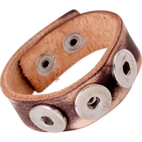 Fashion Punk Vintage Buckle Charm Genuine Leather Bracelet Retro Handmade Adjustable Bangle Wrap Wristband for Women Men Jewelry
