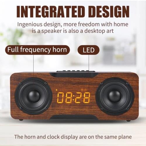 High-power wooden sound bar home theater TV speaker portable sound column bluetooth speaker subwoofer alarm clock caixa de som