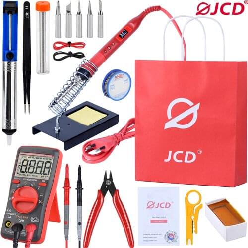 JCD 220V/110V Soldering Iron Kit 80W Multi-function Button Adjustable Temperature Soldering Station LCD Digital Display Iron908U
