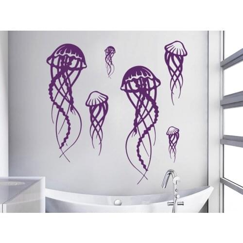 Several Jellyfish Wall Stickers Marine Animals Series Home Cute Decoration Wall Decals Special Bathroom Decor Vinyl Murals Wm-85