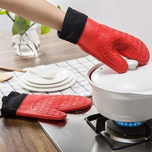 New Silicone Glove Kitchen Oven Mitt Glove Pot Holders Heat Resistant Cooking Glove Silicone Grilling Glove Waterproof BBQ Glove
