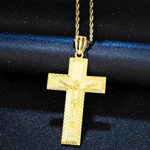 3.4 Inch Crucifix Cross Body Christ Pendant Necklace Men Hip Hop Jewelry Women Gold Silver Color Pendant With Tennis Chain