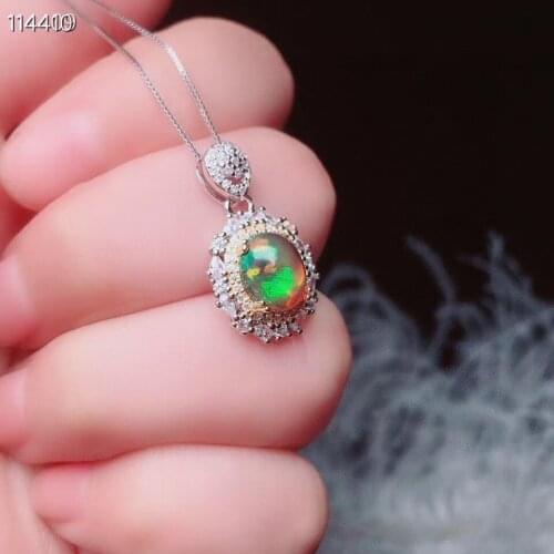 High Glade Black Opal necklace pendant Free shipping Natural Opal pendants 925 sterling silver jewellery