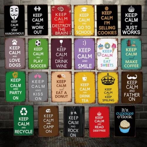 [ Mike86 ] KEEP CALM CUSTOM AND SMILE WORK EAT ROCK Metal Sign Vintage Store Retro Iron Painting Poster Art 20*30 CM LT-1830