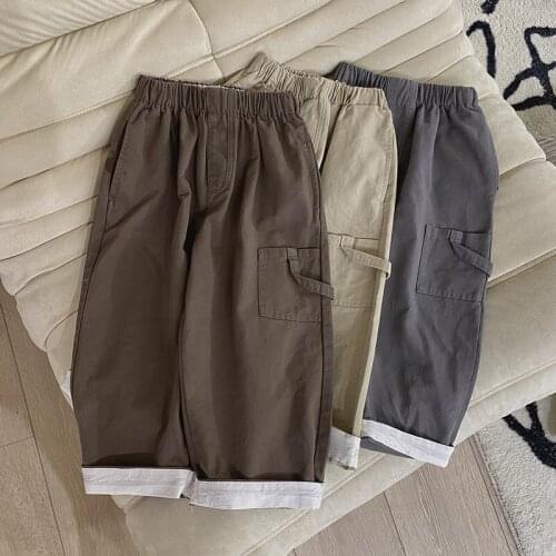 Boys Casual Pants 2021 Spring and Autumn Childrens Korean Loose Trousers Baby Boys Matching Straight Wide-leg Pants Trousers