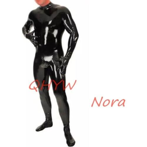 Nature Sexy Latex Man Body Catsuit with Gloves with Back Zippers Alice In Wonderland Costume Adult Cosplay Costume