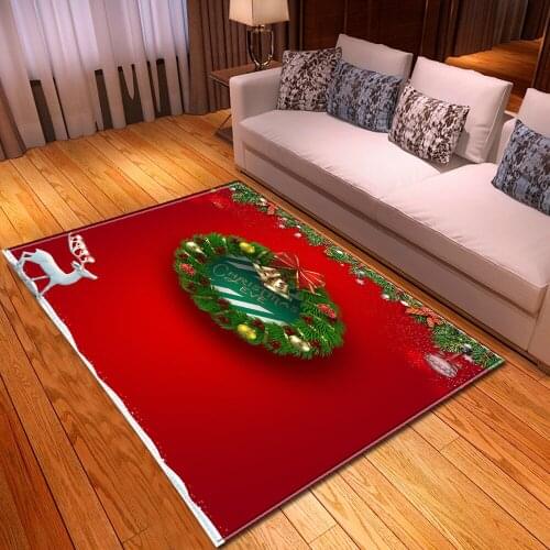 Christmas Decor Carpet Flannel Santa Claus 3D Printed Carpets For Living Room Bedroom Floor Anti-slip Rugs Xmas Mat Area Kitchen