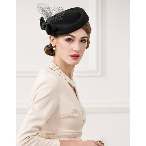 Wool hat Woman girl party Fedoras wool beret hat cap Casual warm stewardess cap fall and winter painter British hat
