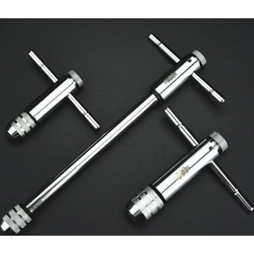 WEEKS T-Handle Ratchet Tap Wrench M3-M8/M5-M12 Adjustable Extended Hand Tool Metric Wrench Holder
