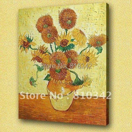 Van Gogh oil paintings (Sunflowers) hand painted canvas famous paintings U2VG02