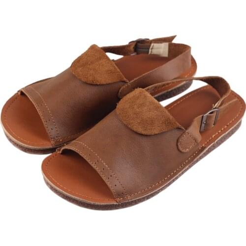 Careaymade-Spring Head layer cowhide shoes,Pure handmade flat Wipe color shoes,Women the retro art mori girl Retro Sandals